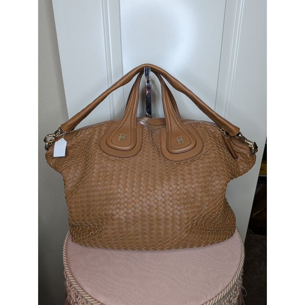 Givenchy Nightingale Braided Leather Handbag Brown Woven Authentic Bag - Picture 2 of 11